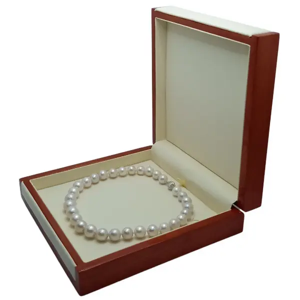 Colier perle naturale Edison albe 11,5–14,5 mm, aur alb 14K | KASKADDA®
