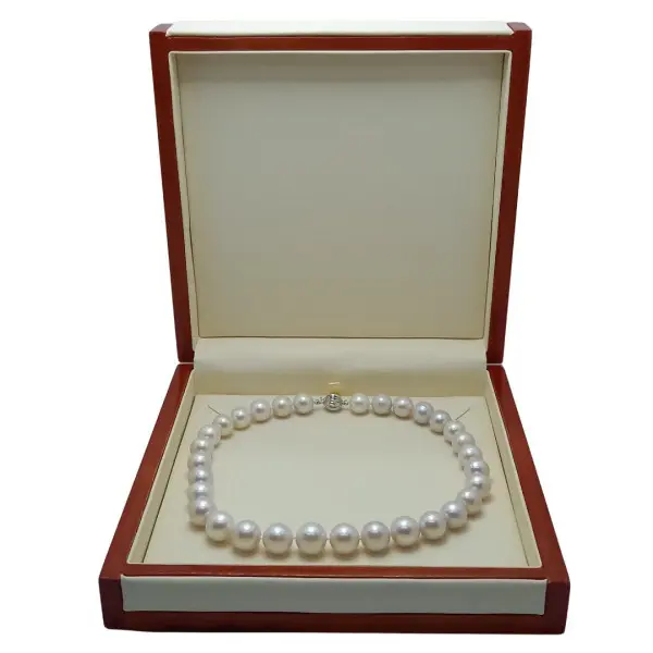 Colier perle naturale Edison albe 11,5–14,5 mm, aur alb 14K | KASKADDA®