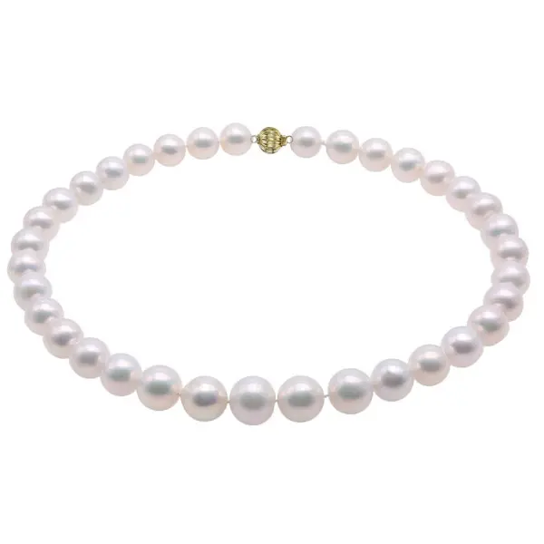 Colier perle naturale Edison albe 11,5–14,5 mm, aur 14K | KASKADDA®