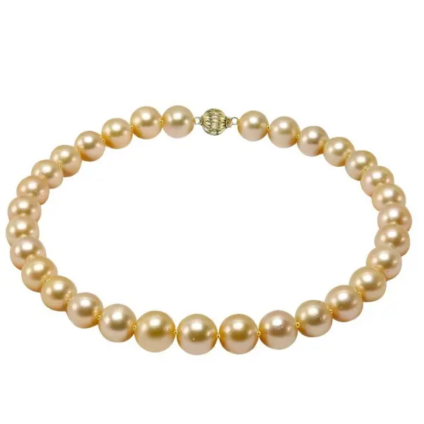 Colier perle South Sea aurii 9–11 mm, aur galben 14K | KASKADDA®