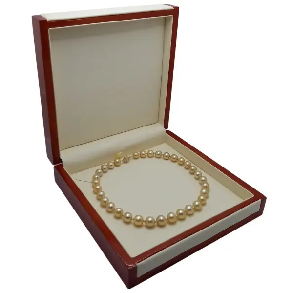 Colier perle South Sea aurii 9–11 mm, aur galben 14K | KASKADDA®