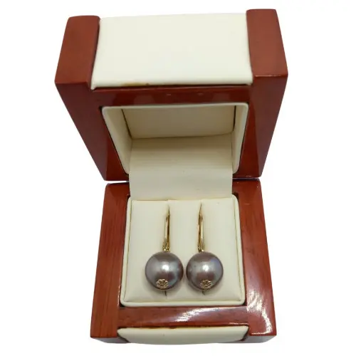 Cercei Kaskadda cu Perle Naturale Edison Lavanda, Calitate Premium AAA, Perle Rare Gigant de 12 - 12,5 mm si Aur de 14k