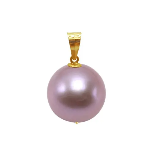 Pandantiv Kaskadda cu Perla Naturala Edison Lavanda, Calitate AAA, Perla Rara Gigant de 12 – 12,5 mm si Aur Galben de 14k