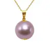Colier cu Pandantiv Kaskadda cu Perle Naturale Edison Lavanda AAA, Perle Rare Gigant de 11,5 – 12 mm si Aur Galben de 14k