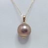 Colier cu Pandantiv Kaskadda cu Perle Naturale Edison Lavanda AAA, Perle Rare Gigant de 11,5 – 12 mm si Aur Galben de 14k