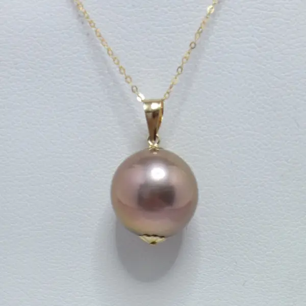 Colier Perlă Naturală Lavandă Edison, 12,5 mm, Aur 14K | KASKADDA®