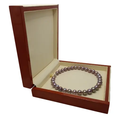 Colier Kaskadda cu Perle Naturale Edison Lavanda, Calitate Premium AAA, Perle Rare Gigant de 11,5 – 13 mm si Aur Alb de 14k