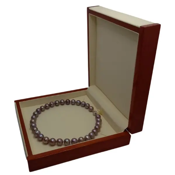 Colier perle naturale Edison lavandă, aur alb 14K, 10–12 mm | KASKADDA®