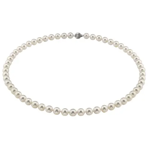 Colier perle Akoya japoneze, 7–7,5 mm, aur alb 14K | KASKADDA®