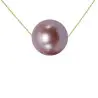 Colier Kaskadda cu Perla Naturala Edison Lavanda, Calitate AAA, Perla Rara Gigant de 12,5 – 13 mm si Aur Galben de 14k