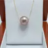 Colier Kaskadda cu Perla Naturala Edison Lavanda, Calitate AAA, Perla Rara Gigant de 12,5 – 13 mm si Aur Galben de 14k