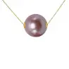 Colier Kaskadda cu Perla Naturala Edison Lavanda, Calitate Premium AAA, Perle Rare Gigant de 11,5 – 12 mm si Aur Galben de 14k