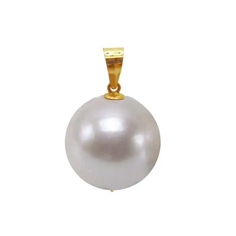 Pandantiv Kaskadda cu Perla Naturala Edison Alba, Calitate AAA, Perla Rara Gigant de 11,5 – 12 mm si Aur Galben de 14k