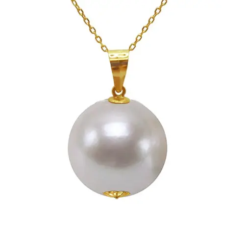 Colier Perla Naturală Albă Edison, 12,5–13 mm, Aur 14K | KASKADDA®