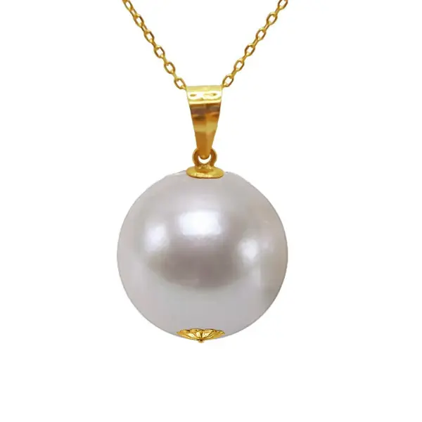Colier Perla Naturală Albă Edison, 12,5–13 mm, Aur 14K | KASKADDA®