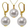 Set Kaskadda Colier cu Pandantiv si Cercei cu Perle Naturale Edison Able, AAA, Perle Rare de 13 – 13,5 mm si Aur Galben de 14k