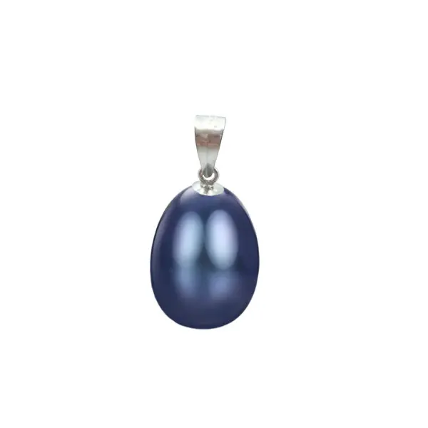 Pandantiv Aur Alb de 14k cu Perle Naturale Premium Negre, Forma Lacrima, de 8/5 mm